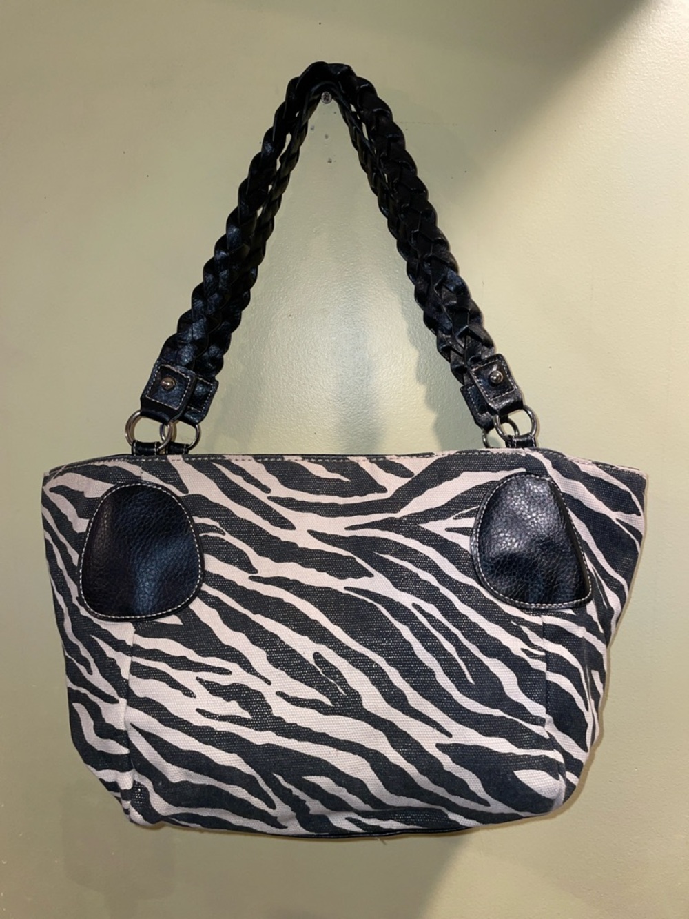 Zebra Print Braided Handle Tote • Large Statement Bag • Animal Print Trend 2026